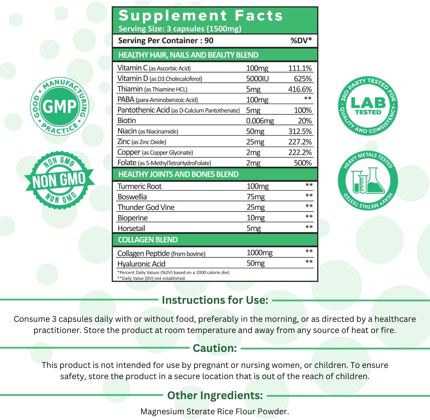 3 months supply bundle – 3 Bovine Collagen Peptide Capsule Bottles