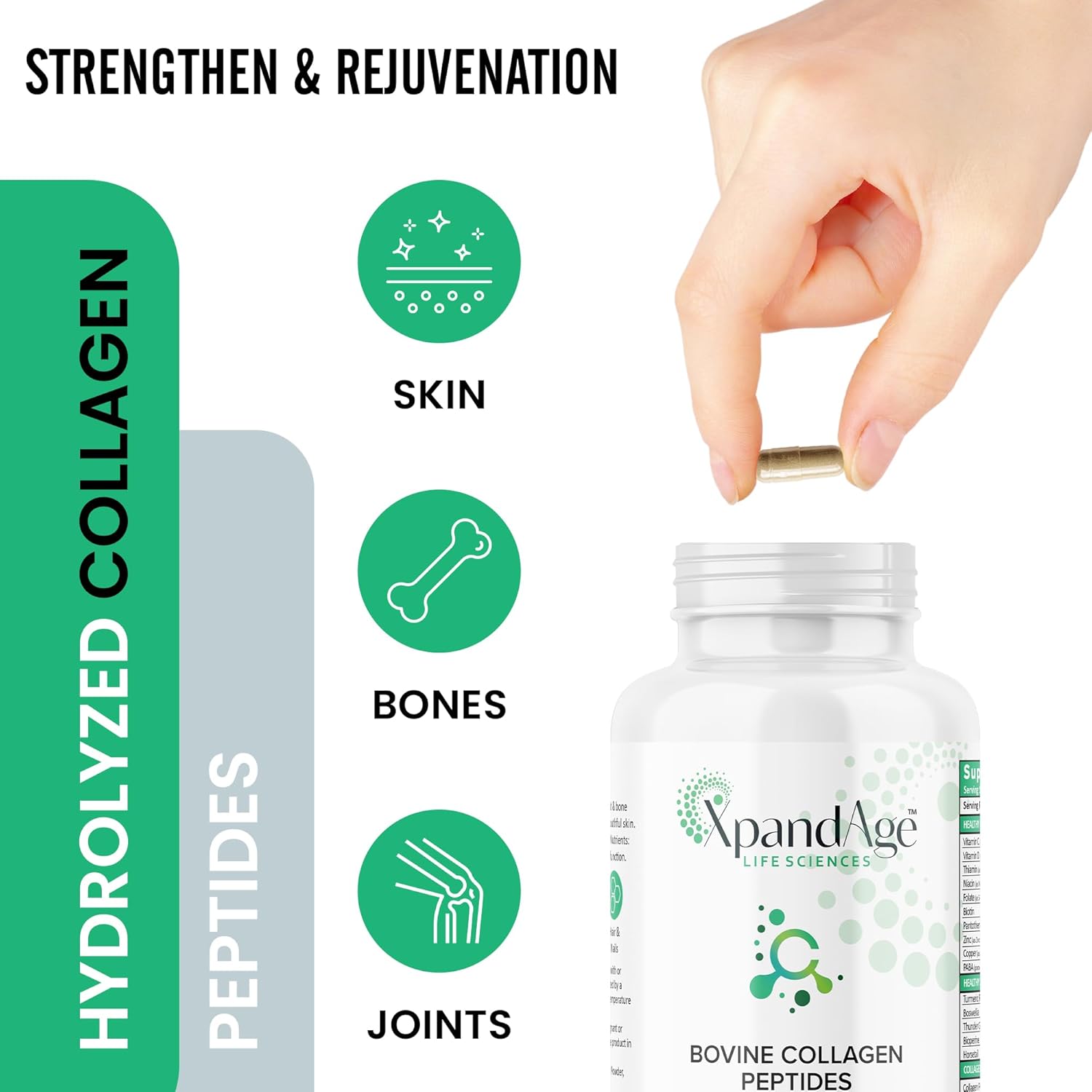 3 months supply bundle – 3 Bovine Collagen Peptide Capsule Bottles