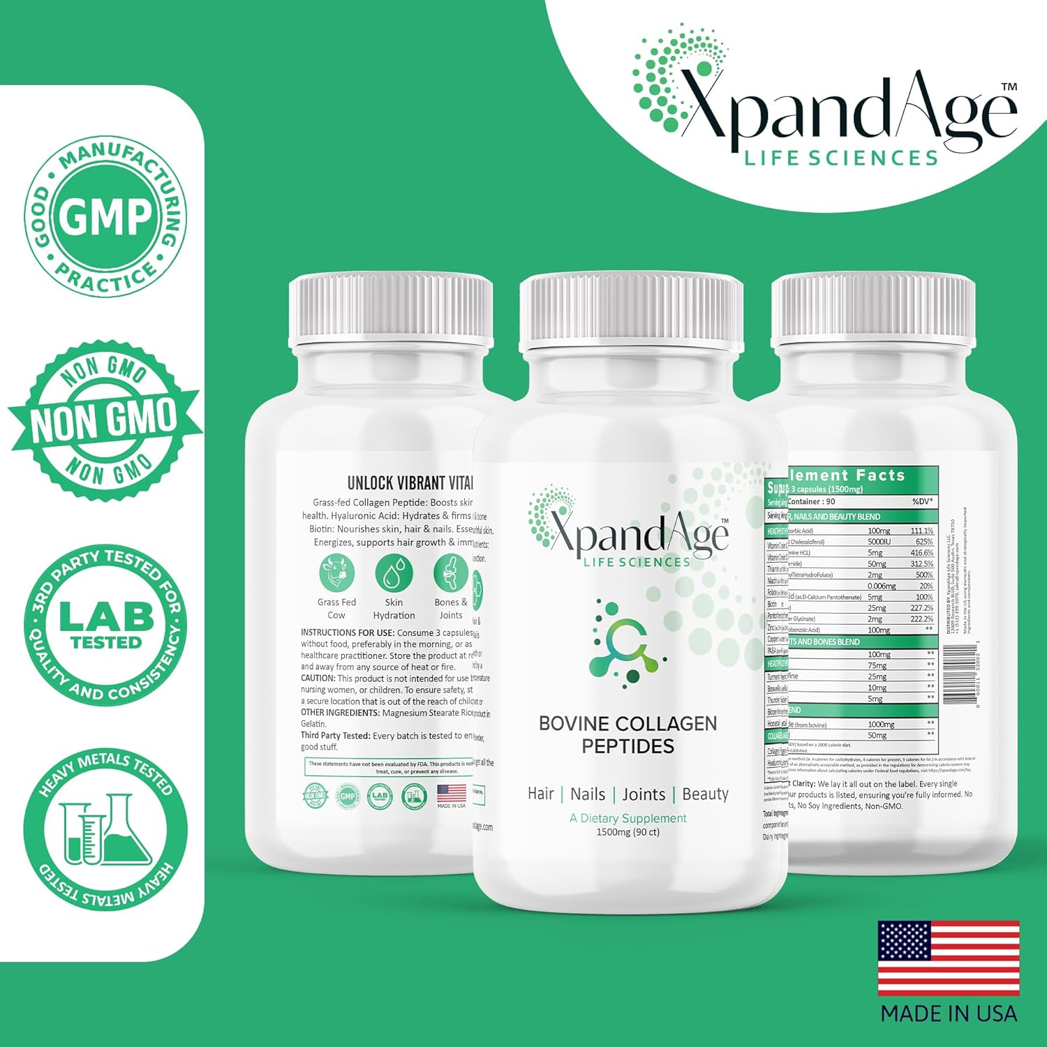 3 months supply bundle – 3 Bovine Collagen Peptide Capsule Bottles
