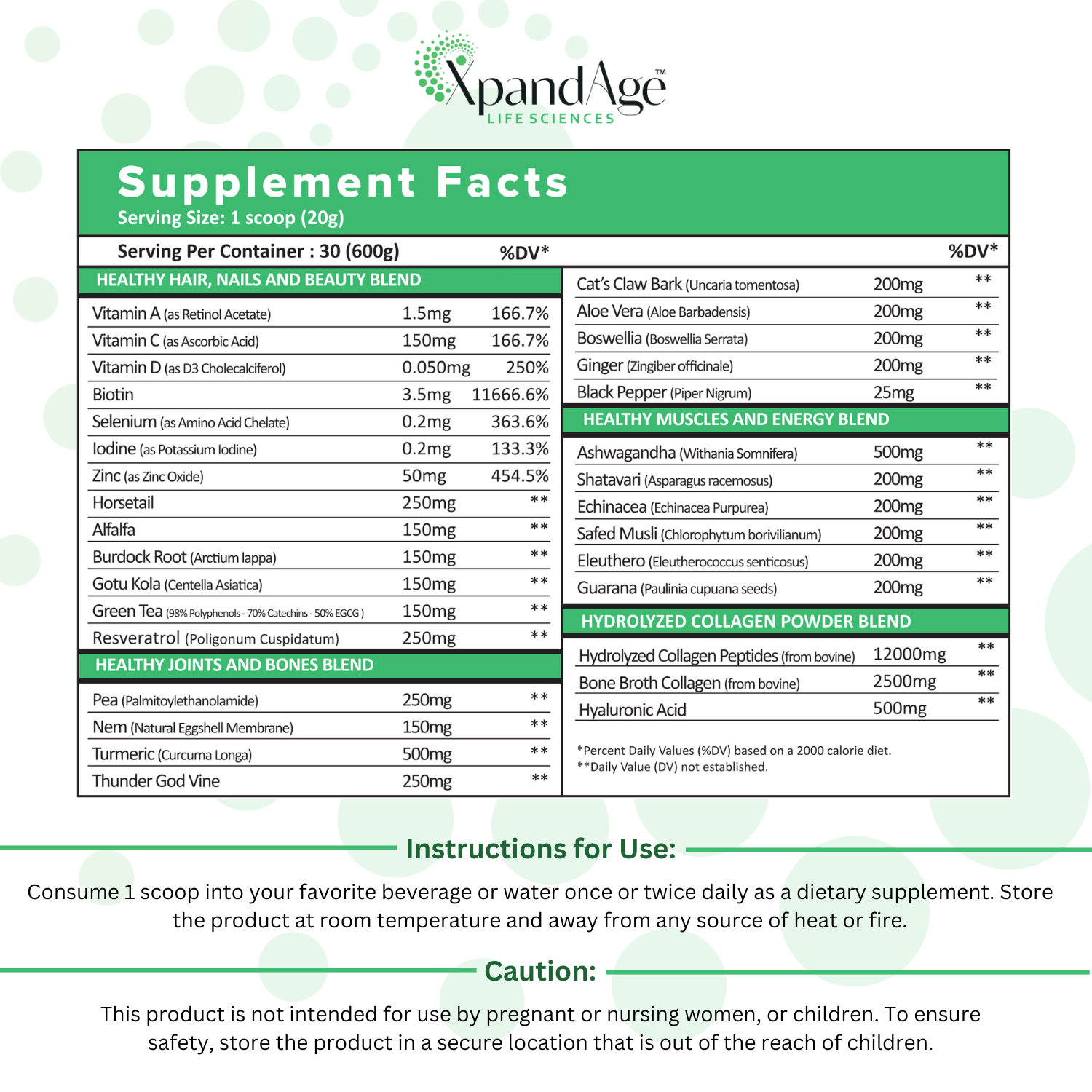 Bovine Extreme Collagen Peptide Powder Unflavored (Earthly Taste) (600g)