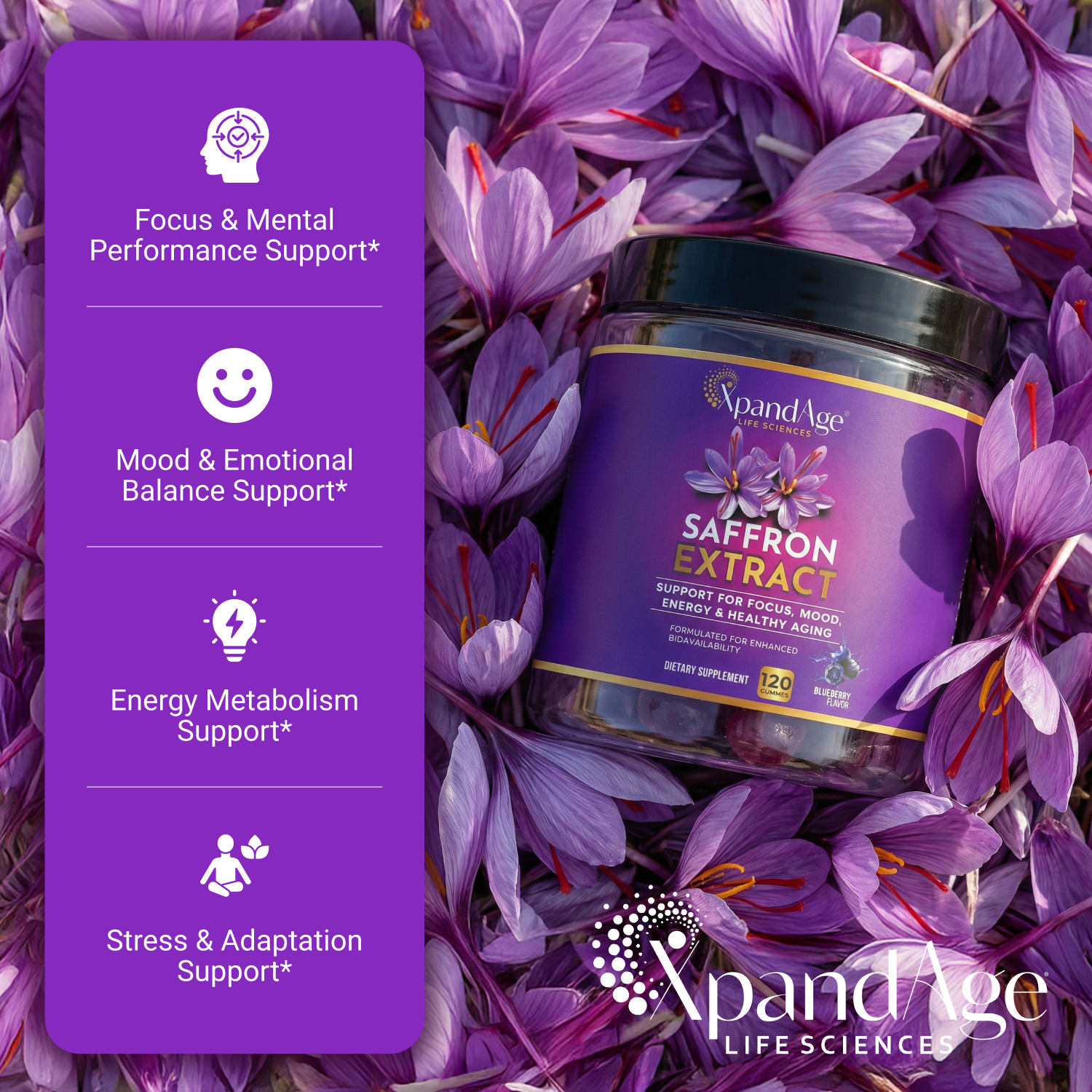 Xpanadage Magnesium Glycinate Gummies Sugar Free Magnesium Gummies with Saffron Extract