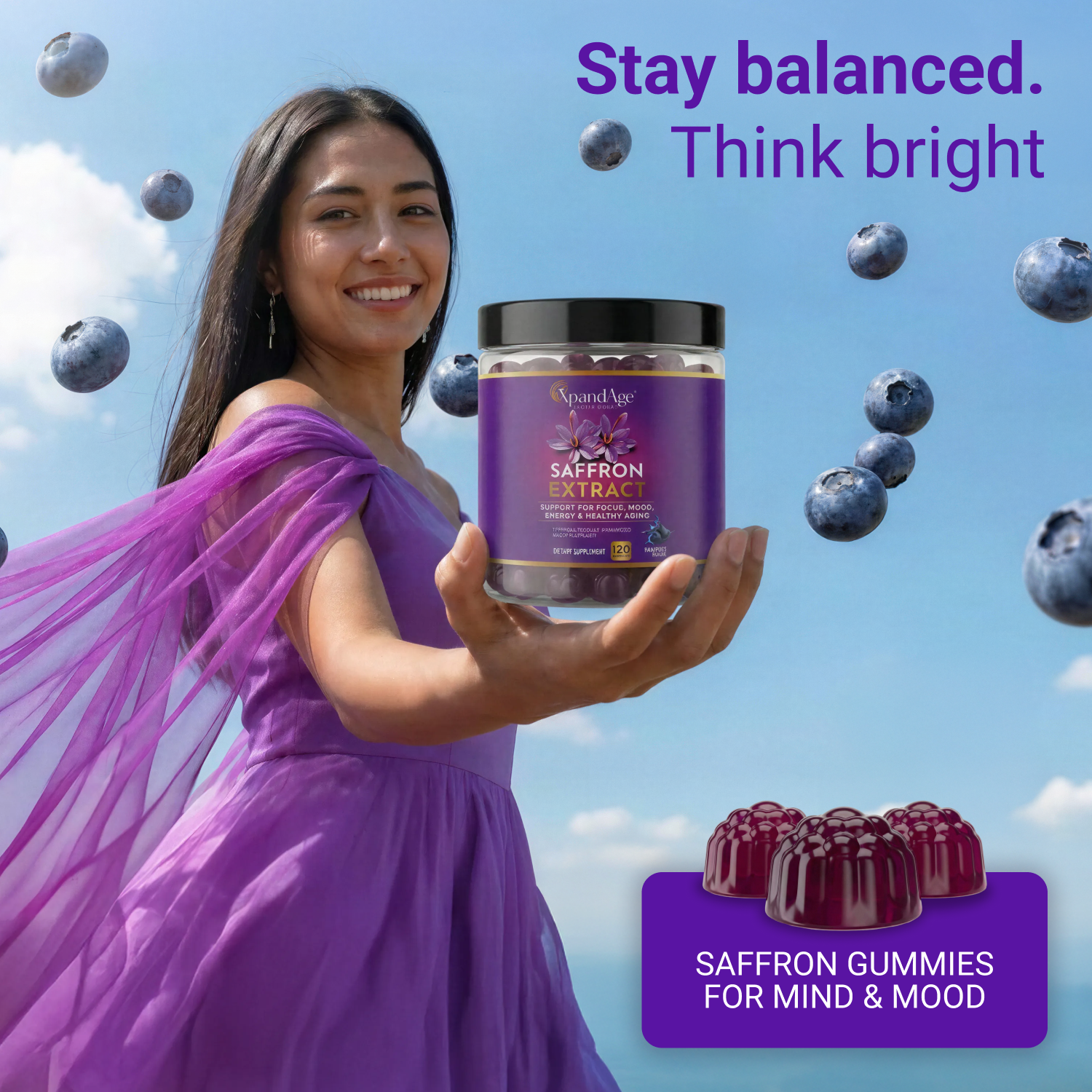 Xpanadage Magnesium Glycinate Gummies Sugar Free Magnesium Gummies with Saffron Extract